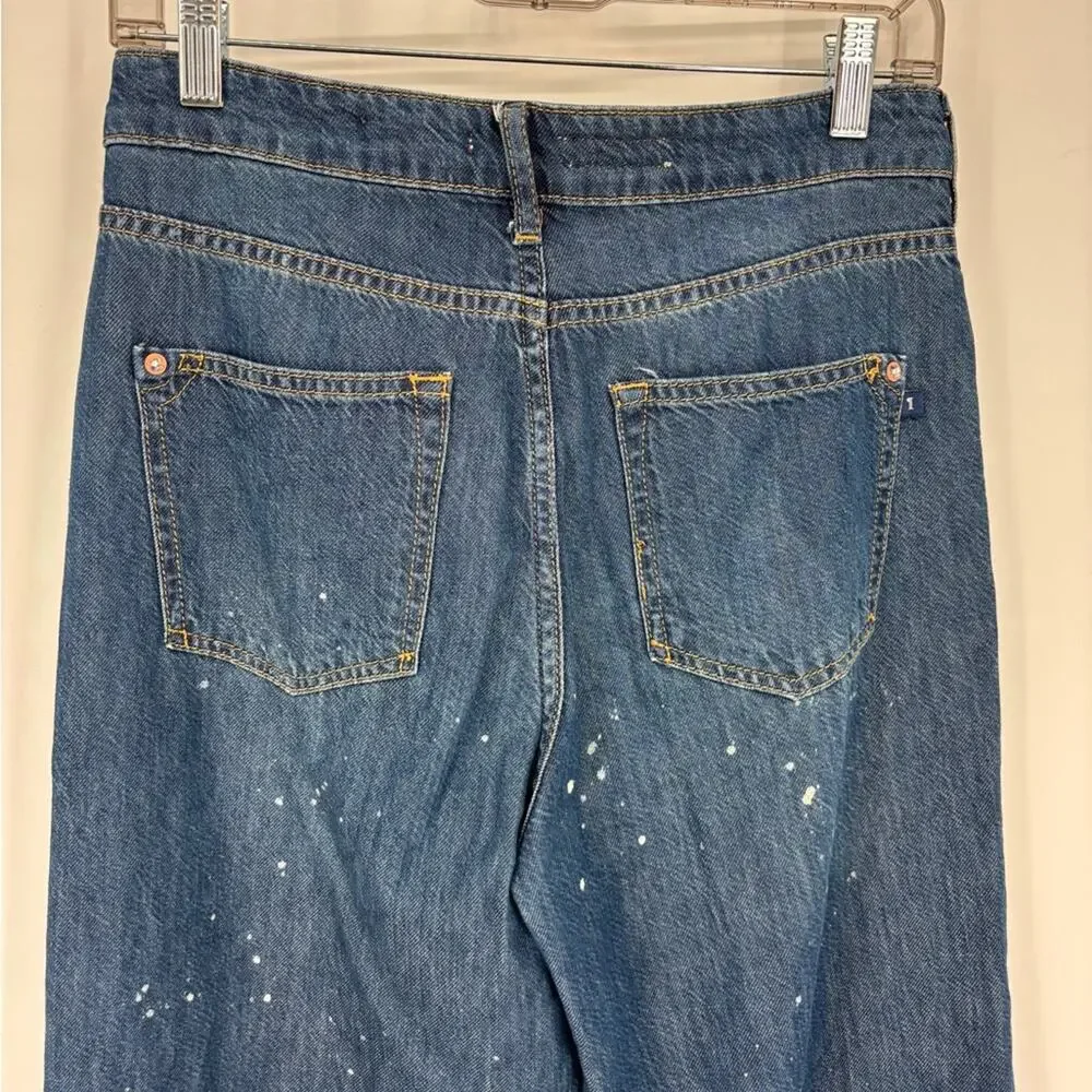 ANTHROPOLOGIE Pilcro The Annie Wide Leg Ultra High Rise Paint Splatter Jeans 27